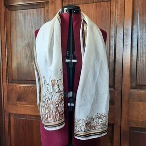 Vintage satin wheat printed scarf